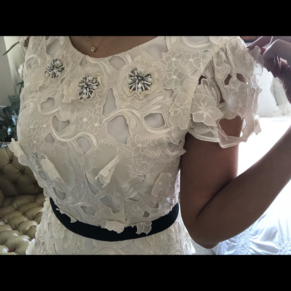 (FIRM) Beautiful 💯 Silk Beaded Lace BCBGMAXAZRIA - Picture 2 of 8